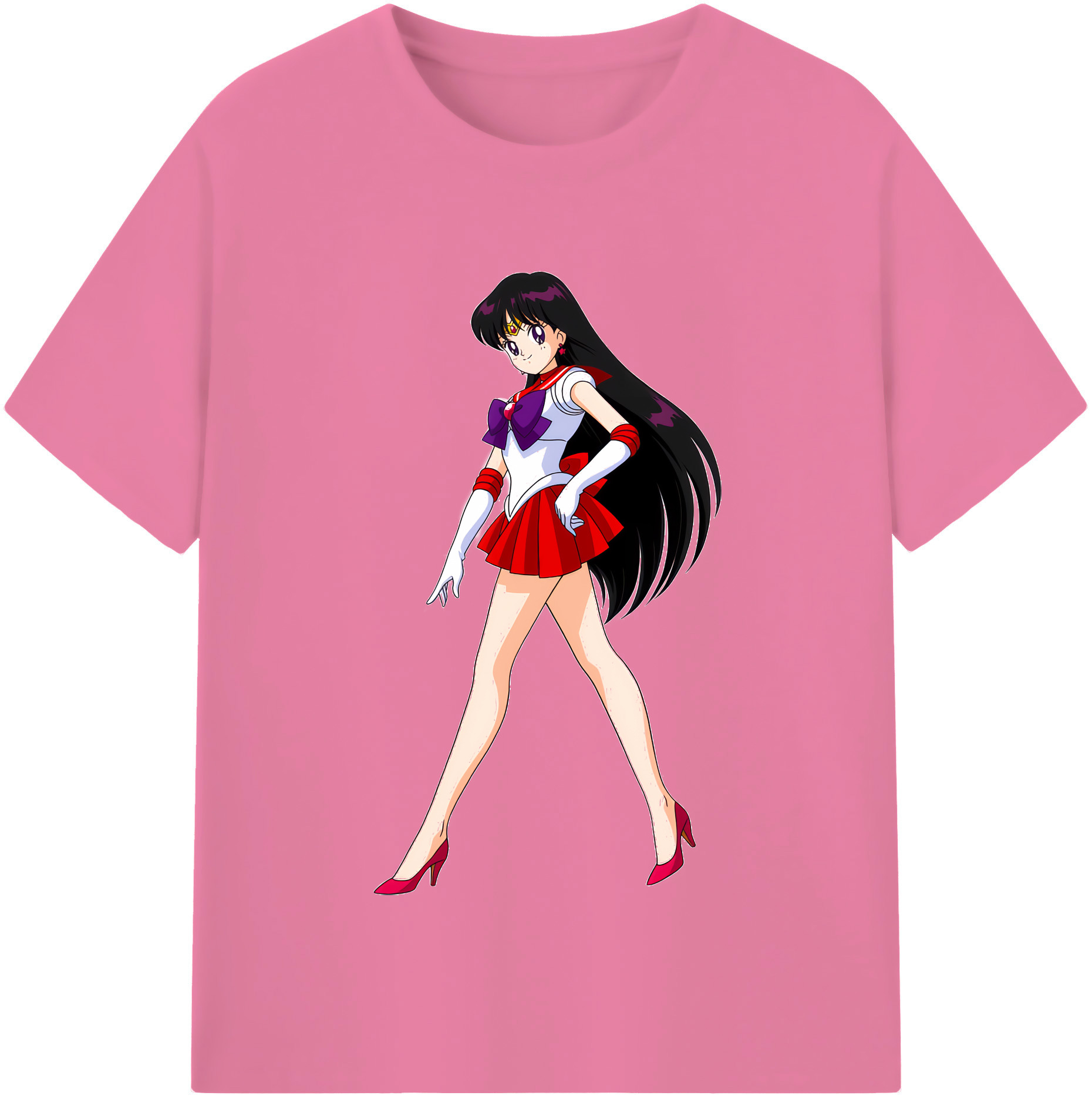 （画像用） 美少女戦士セーラームーン 火野レイ ひの レイ Sailor Moon Hino Rei （セーラーマーズ,Sailor Mars） 綿100％半袖Tシャツ（フロントプリント）